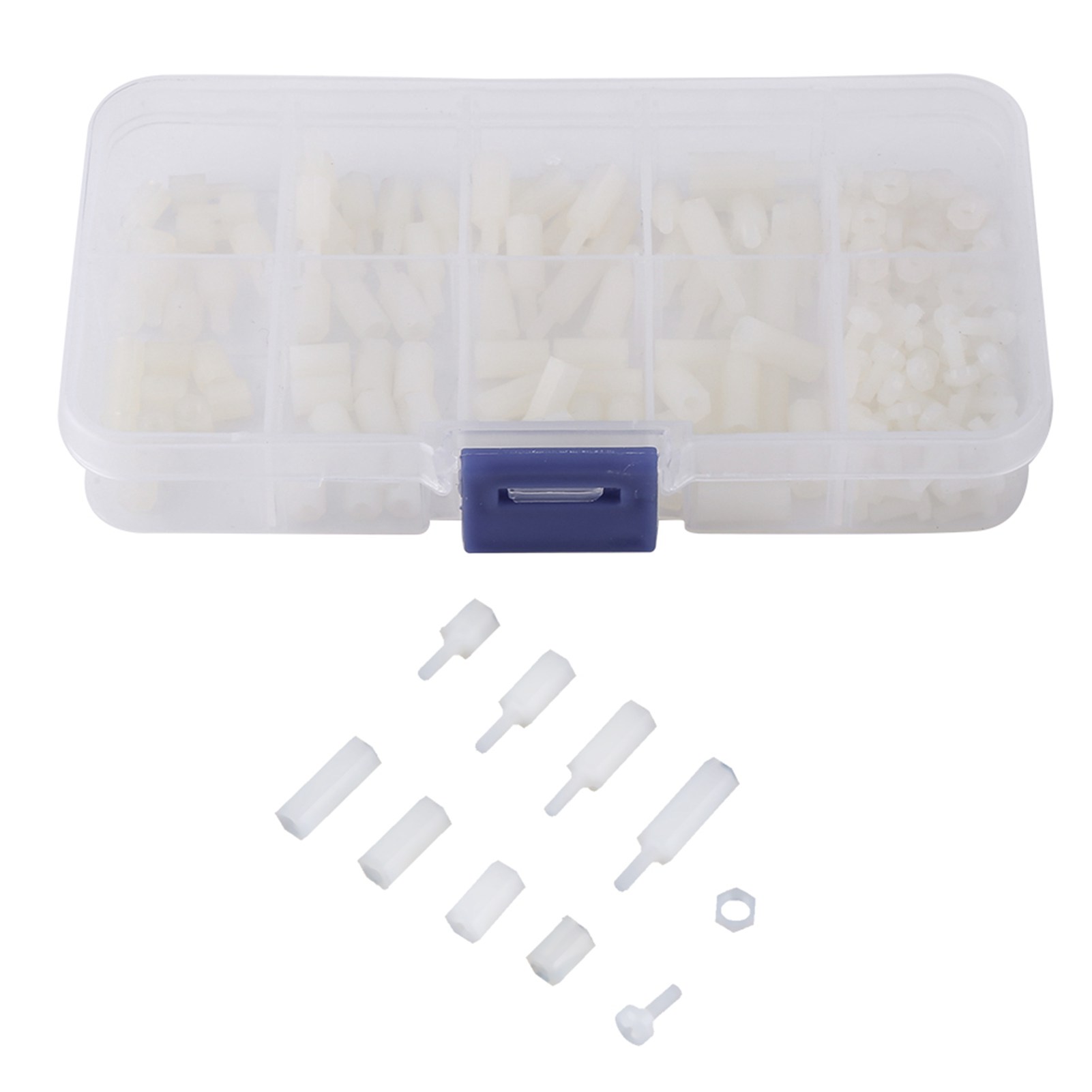 Assortiment De 200 Vis Et Écrous Hexagonaux M2.5 En Nylon (mâle/femelle) Avec Boîte En Plastique