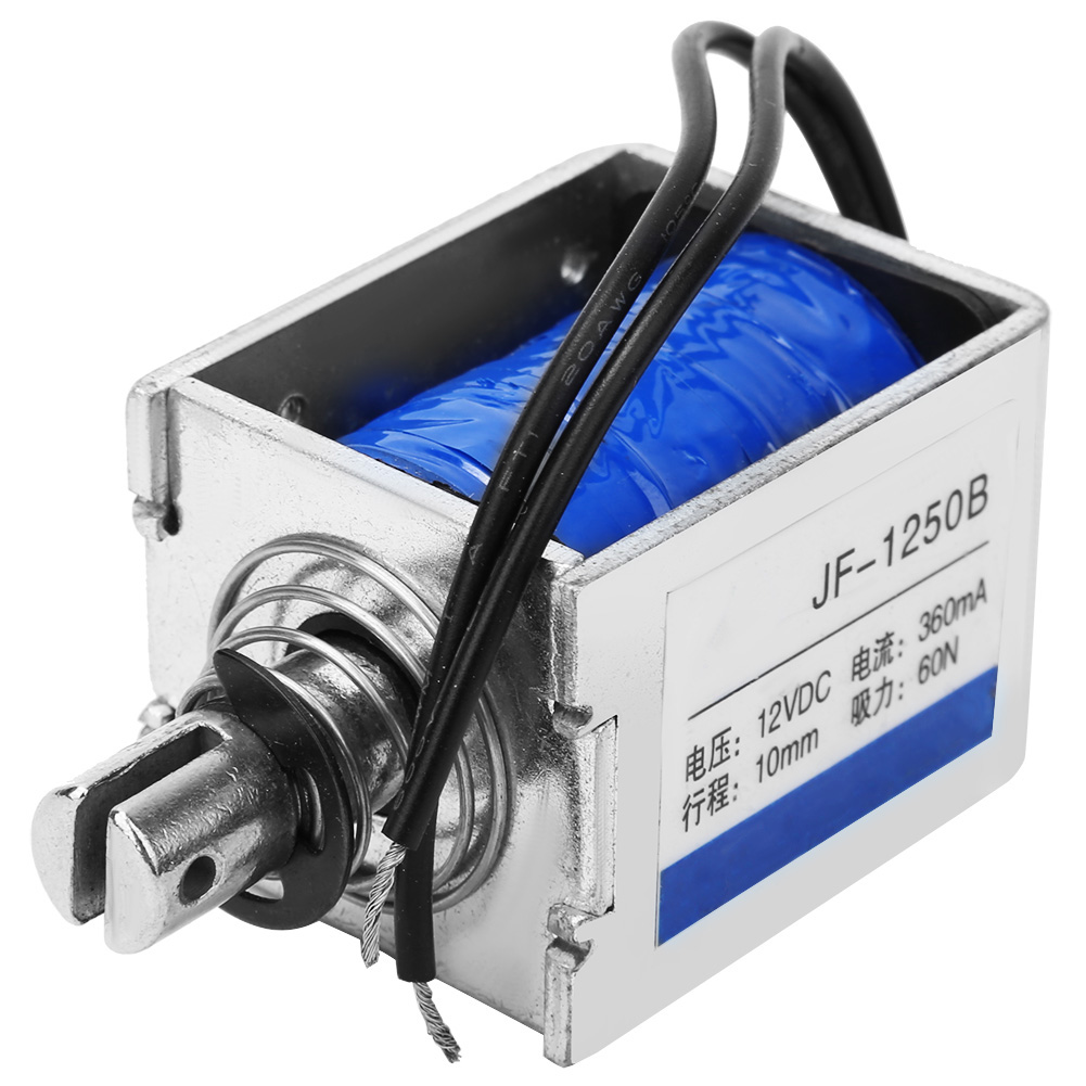 Électroaimant Solénoïde Cc De Type Push-pull Jf-1250b, 60 N, 12 V Cc, Course De 10 Mm