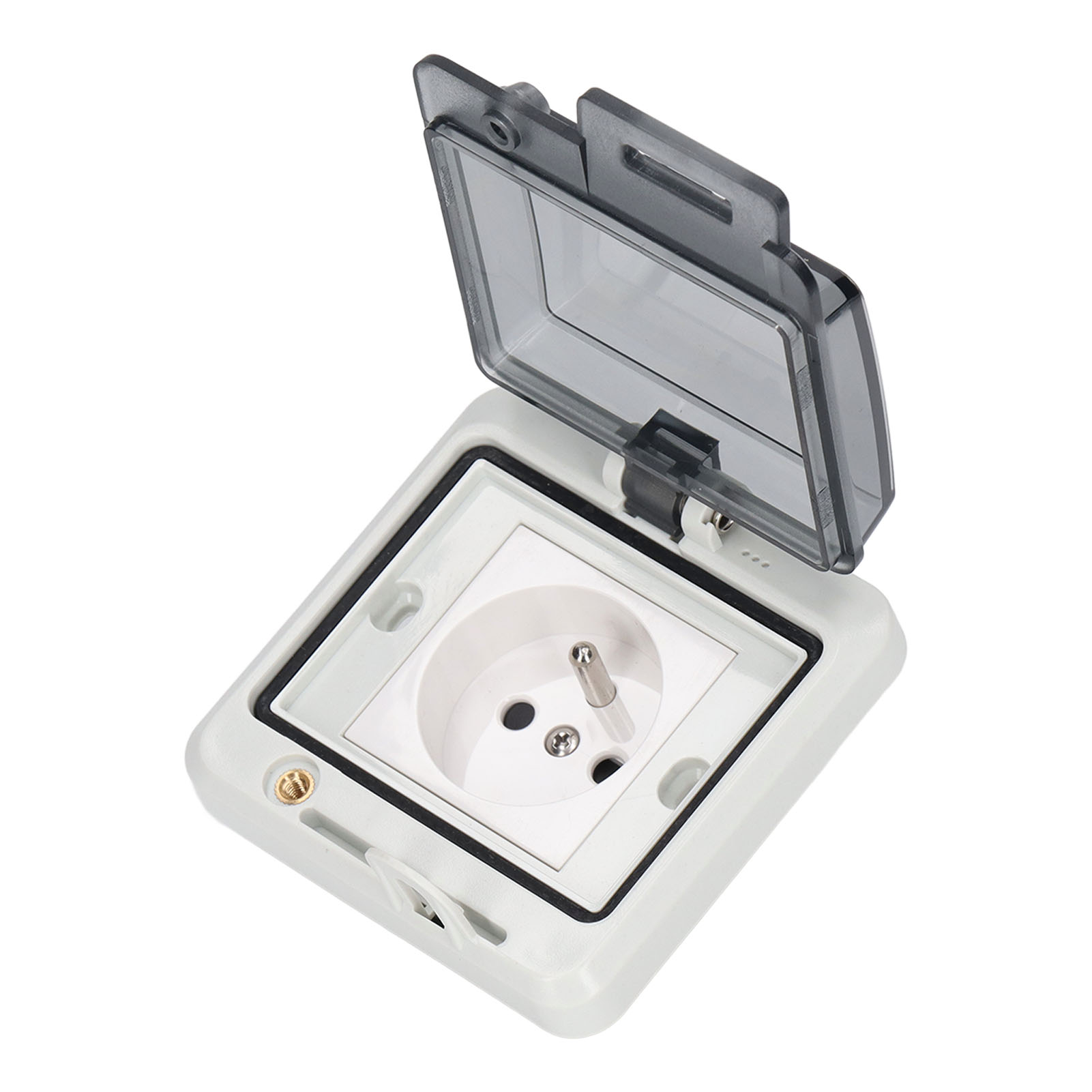 Boîtier De Prise Extérieur Étanche Pour Jardin, Encastré Ip66, 1 Poste, Sans Interrupteur, 250 V, 16 A, Style Fr