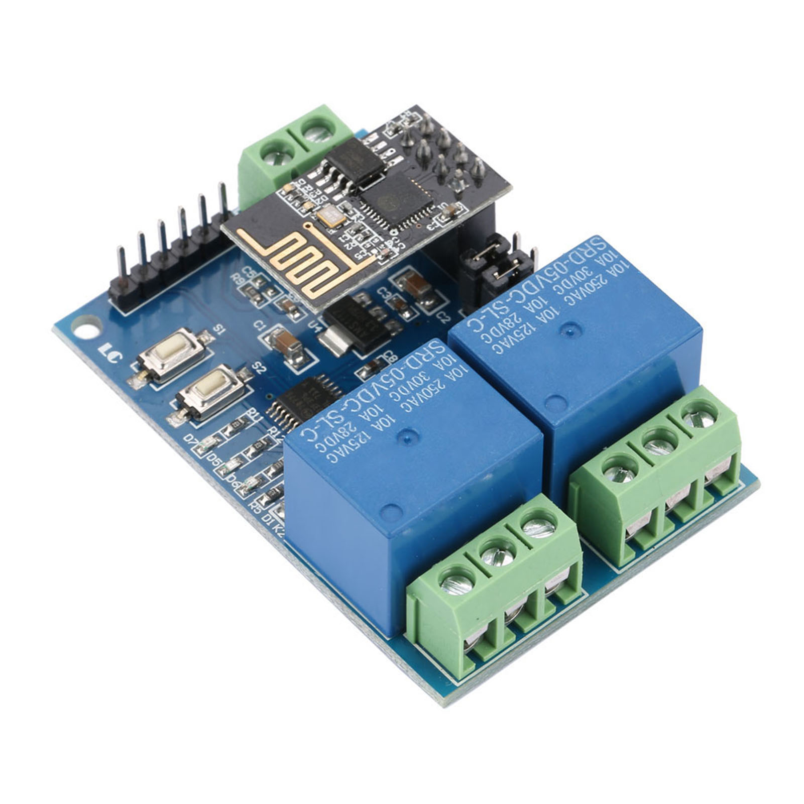 Module Relais Wifi Double Canal Esp8266 5v Pour Maison Connectée, Application Mobile Et Commande À Distance