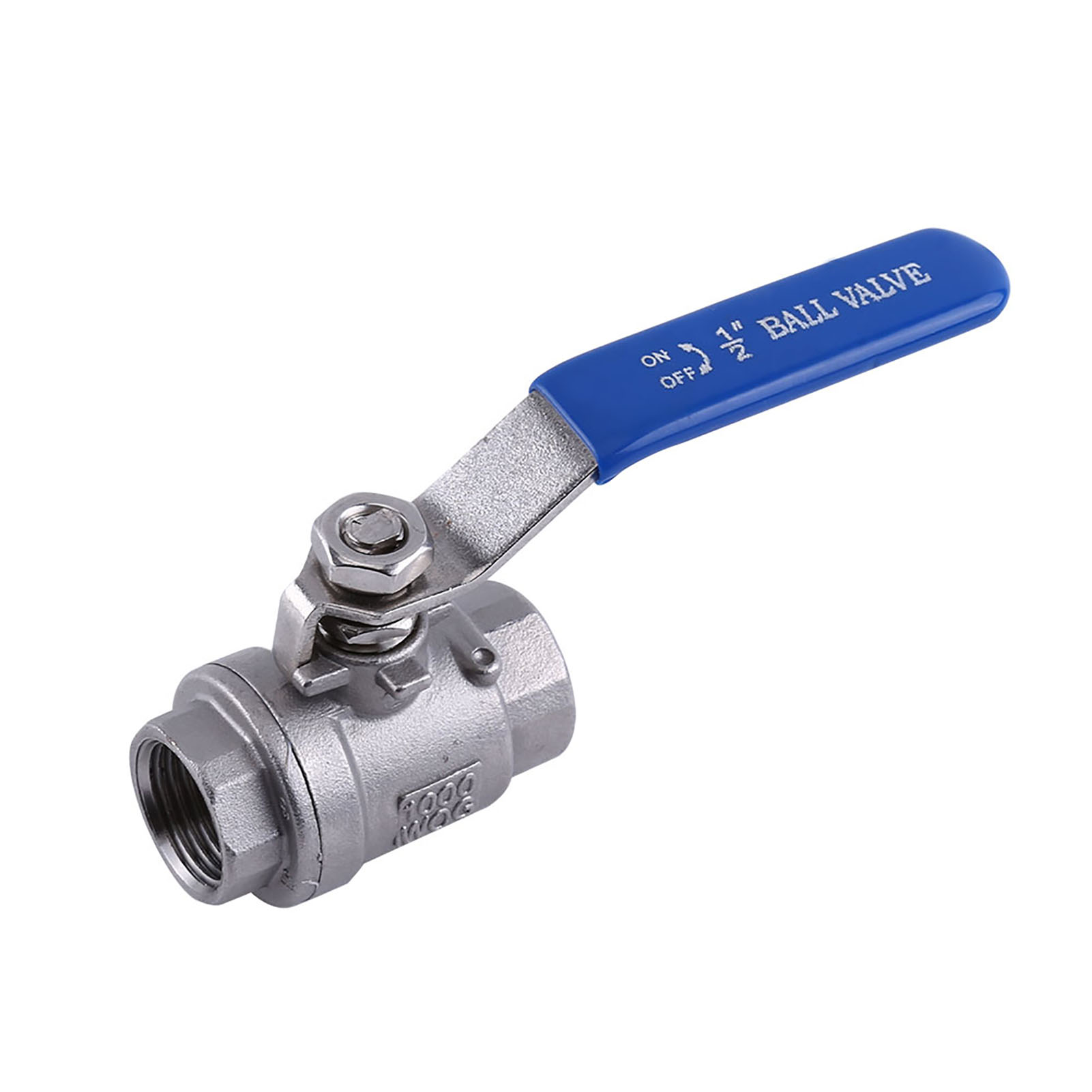 Vanne À Bille Rotative 2 Voies À Passage Intégral 1/2'' Npt En Acier Inoxydable Ss304, Deux Pièces, Wog1000