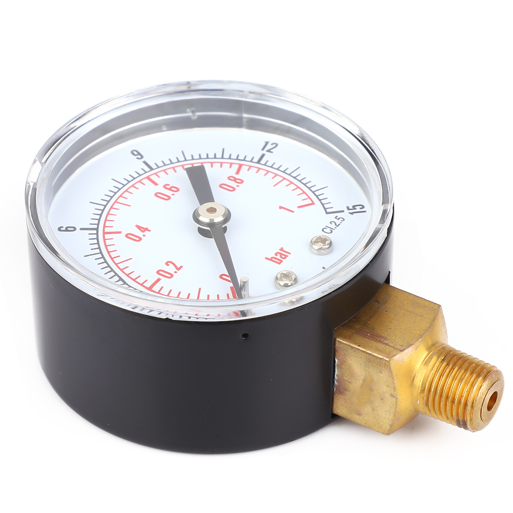 Manomètre À Cadran De 50 Mm, Raccord Inférieur 1/8 Bspt Pour Air, Eau, Huile Et Gaz (0-15 Psi 0-1 Bar)