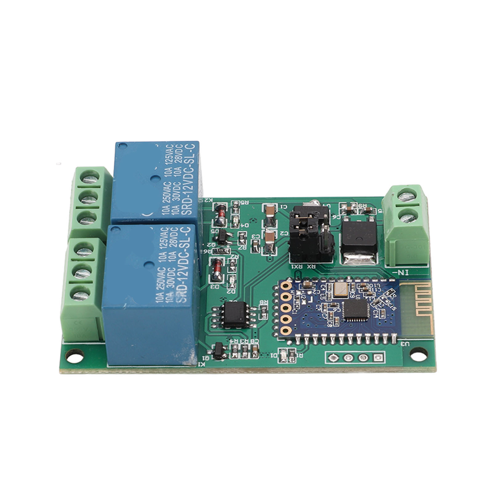 Module Relais 2 Canaux Avec Carte Bluetooth, Commande À Distance Via Application Et Indicateur Lumineux, Alimentation 12 V Cc.