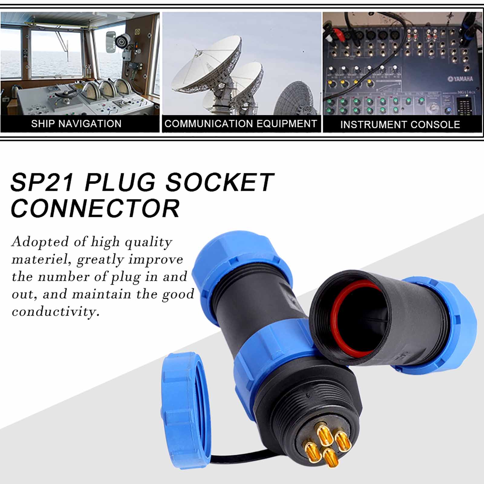 Connecteur De Câble En Ligne Sp21 Ip68 4 Broches Étanche En Plastique Pour Aviation (4 Broches)