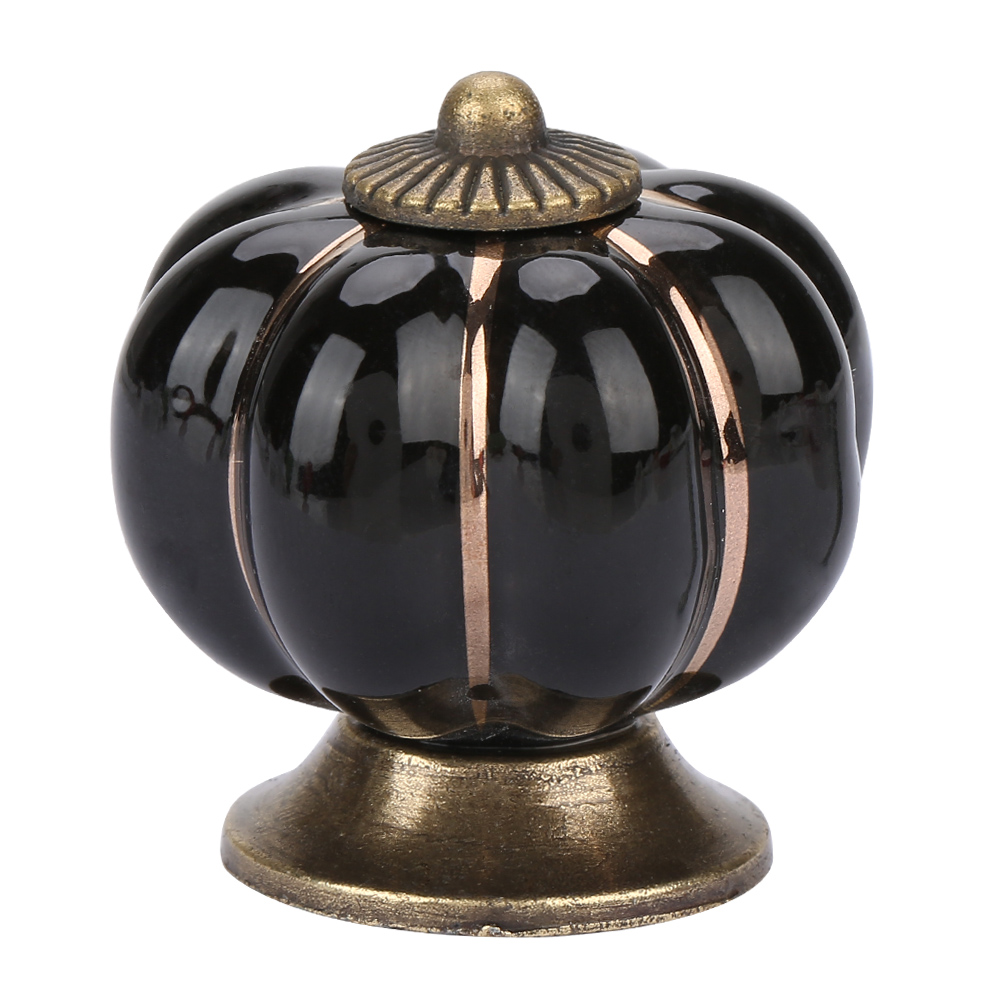 Boutons De Porte En Céramique En Forme De Citrouille, Style Européen, Pour Meubles De Chambre, Placards Et Tiroirs (noir)