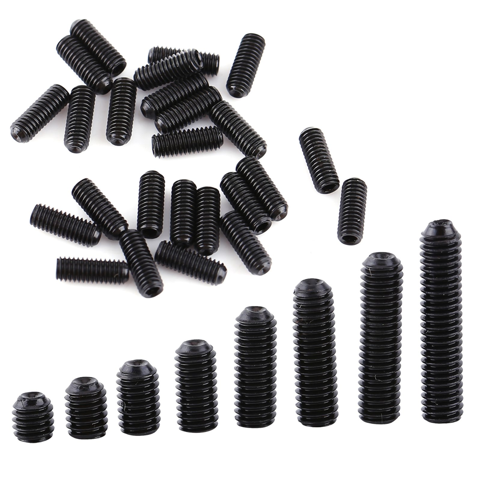 Assortiment De 200 Vis Sans Tête À Six Pans Creux En Acier Au Carbone Noir M3
