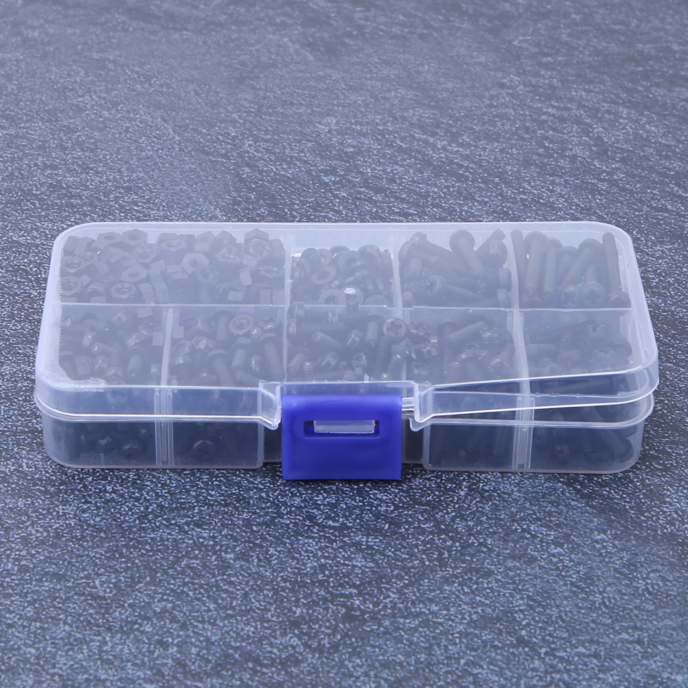 Kit De 800 Vis, Écrous Et Rondelles En Nylon M3, Accessoires De Fixation, Noir