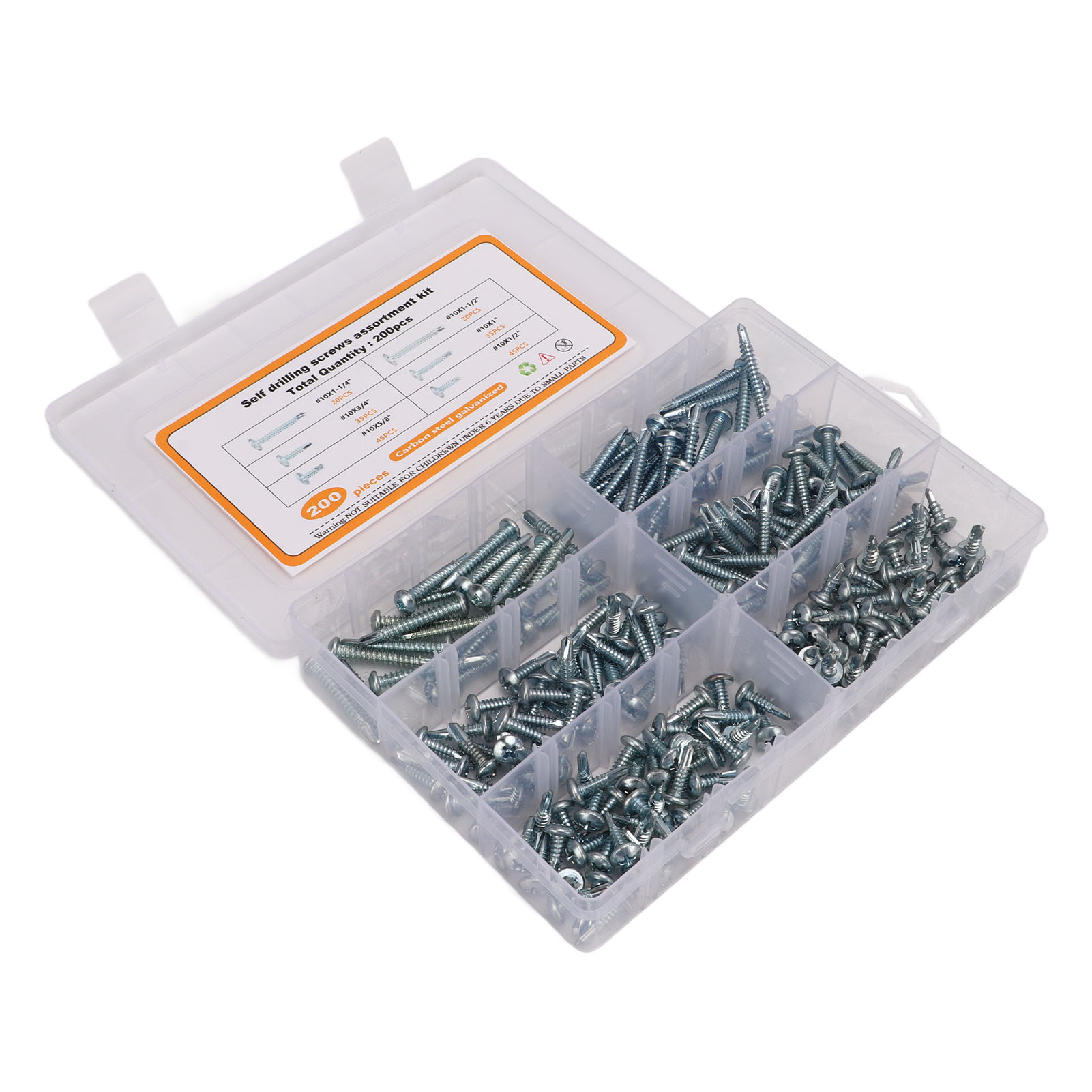 Lot De 200 Vis Autoperceuses À Tête Ronde Cruciforme En Acier Au Carbone Zingué Bleu Et Blanc Pour Matériaux Non Métalliques