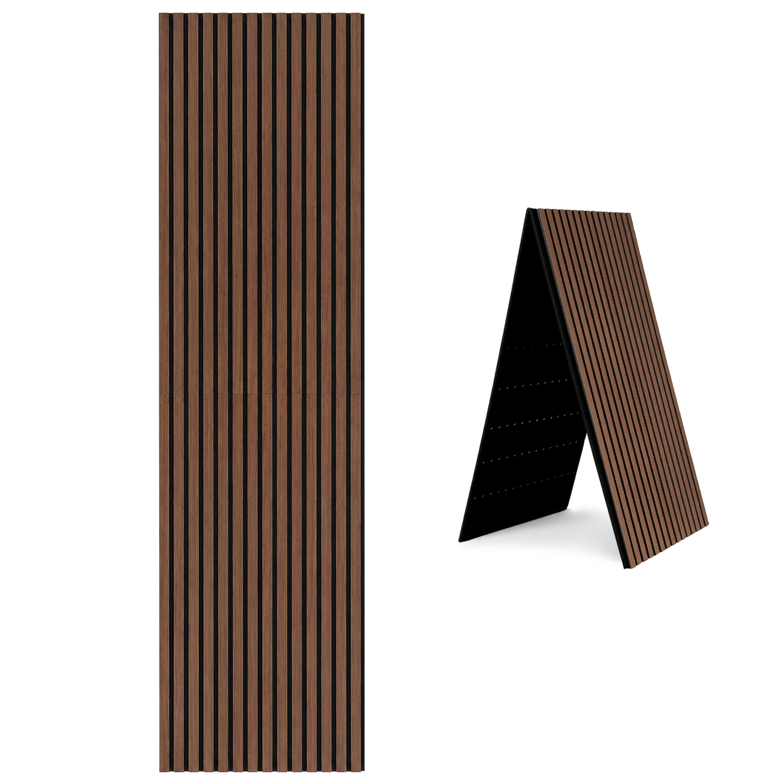 Jiubiaz Akustikpaneele Holz 240x60 Cm Faltbar, Wandpaneel Mit Holzlamellen Auf Filz, Lamellenwand Wandverkleidung, Walnuss, 2 Stück