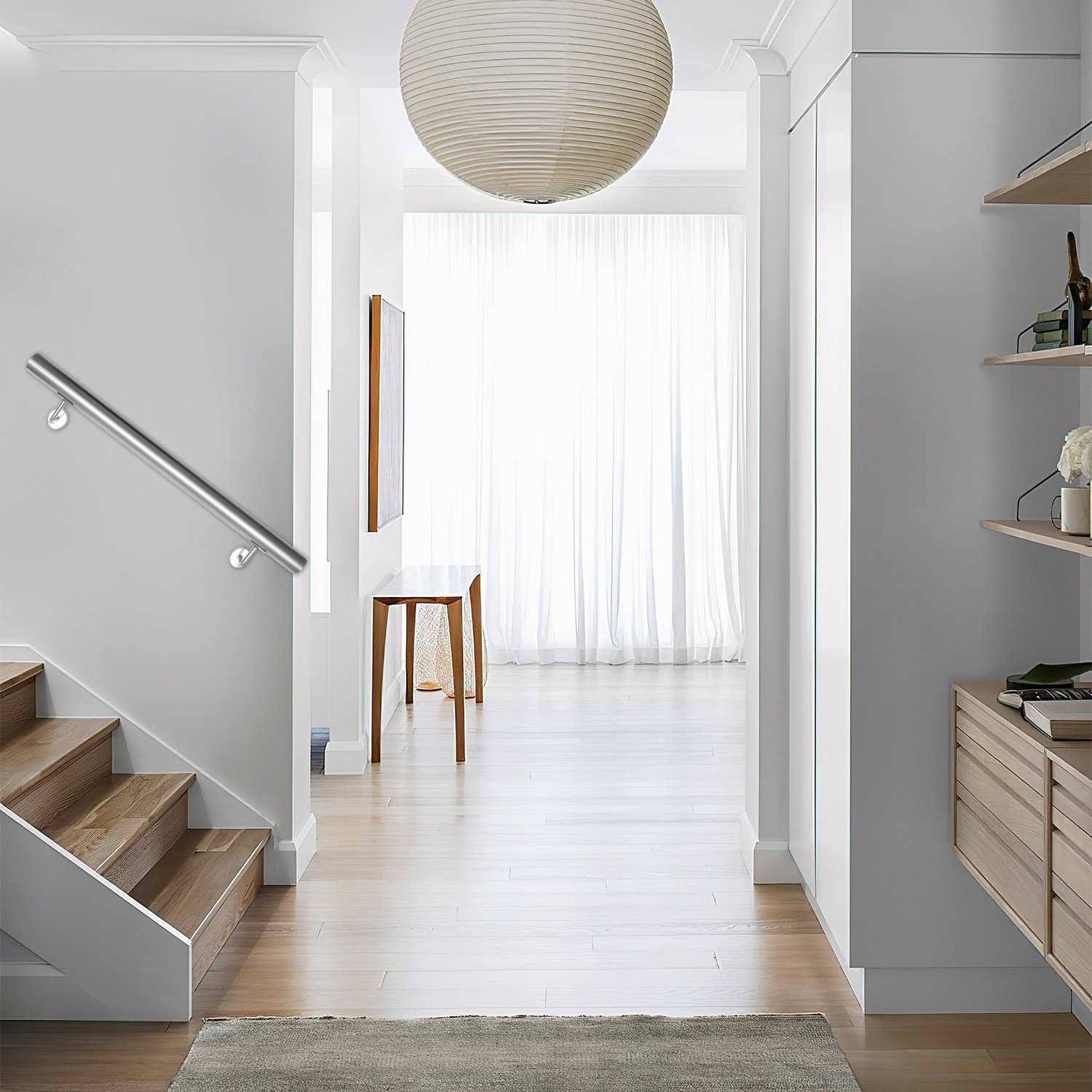 Jiubiaz Treppengeländer Handlauf 50 Cm Ø42 Mm Aus 304 Edelstahl, Wandgeländer Gebürstet, Stabiler Haltegriff Für Innen Außen Treppe Balkon