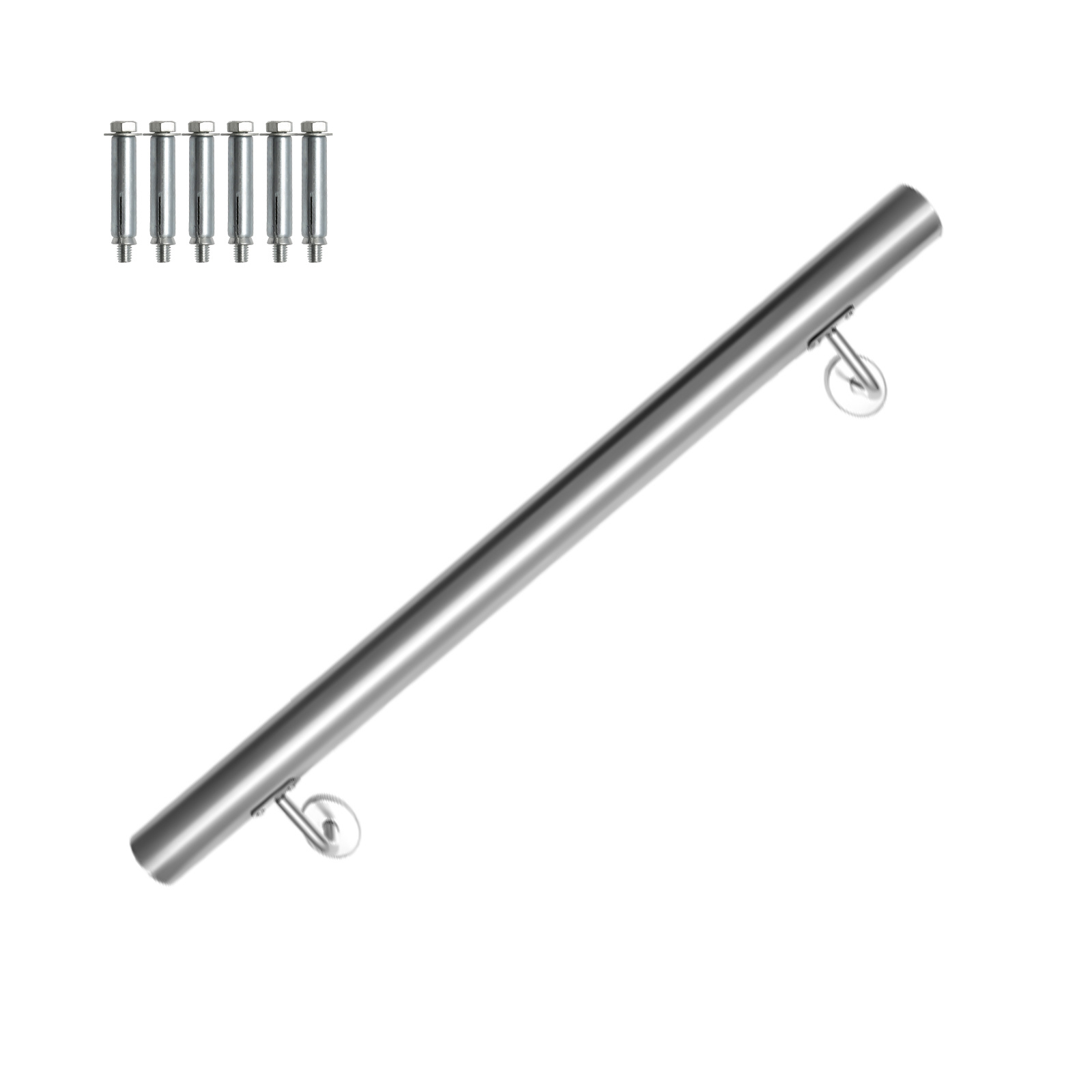 Jiubiaz Edelstahl Handlauf 80 Cm Ø42 Mm Aus 304 Edelstahl, Wandhandlauf Treppengeländer Gebürstet, Für Treppe Balkon Innen Außen
