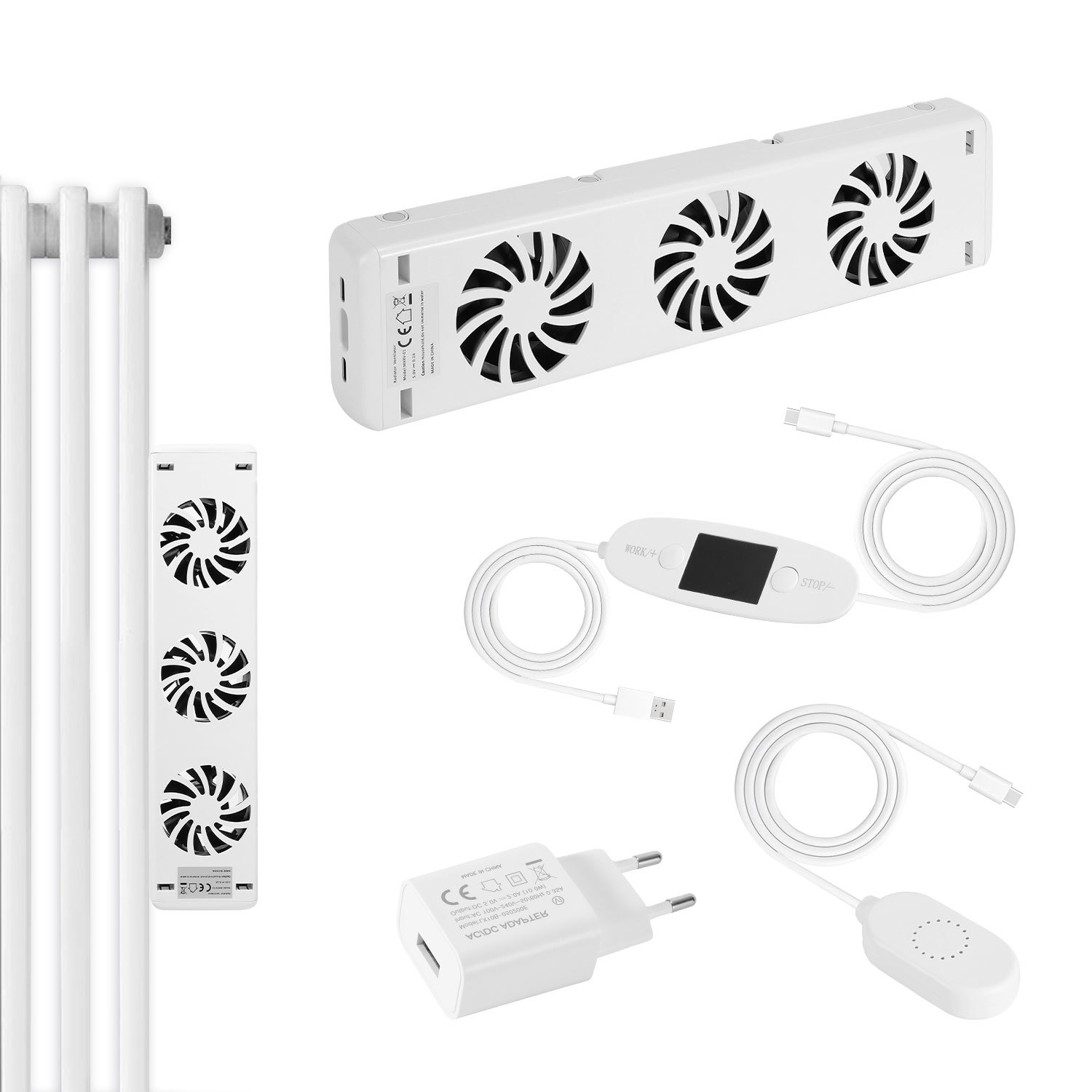 Jiubiaz Heizkörperverstärker 1er Set Mit 3 Lüftern, 30 Cm, Temperaturregler 0–60 °c, Magnetisch, Bis 50 Cm