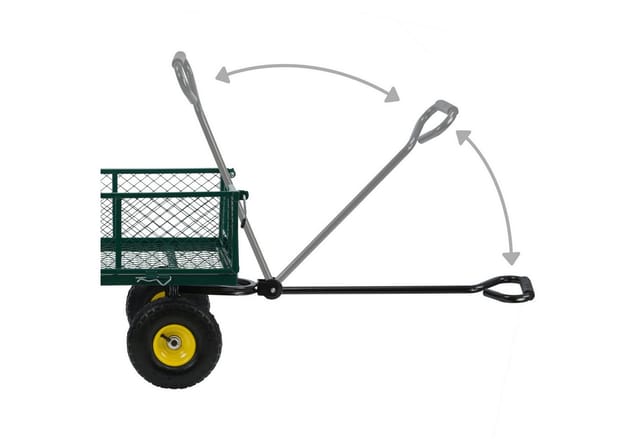 Zelsius Bollerwagen, 350 kg Tragkraft, 105 Liter, Grün/Gelb, Handwagen Luftbereift, Transportwagen
