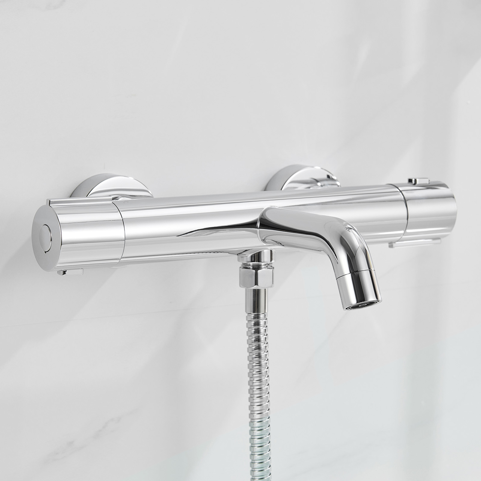 Auralum Max Thermostat Duscharmatur Chrom, Badewannenarmatur Mit Thermostat, 304 Edelstahl Badewannen Mischbatterie Mit 38°c Sicherheitssperre, 2 Funktionen Dusche Thermostatarmatur Für Bad & Wanne