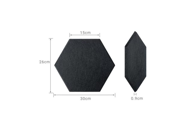 Relaxdays Akustikplatten, 18 Stück, selbstklebend, Hexagon, 30x26 cm, Schalldämmung gegen Lärm, Gaming Deko, schwarz
