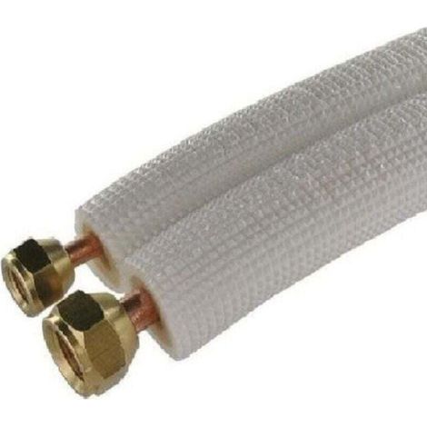 Installationsfertige Doppelrohr-kältemittelleitungen – Vormontierte 1/4"- Und 3/8"-anschlüsse – 5 Meter Länge – Rohrdurchmesser (6+10) Mm – Kompatibel Mit R22. R407c Und R410a