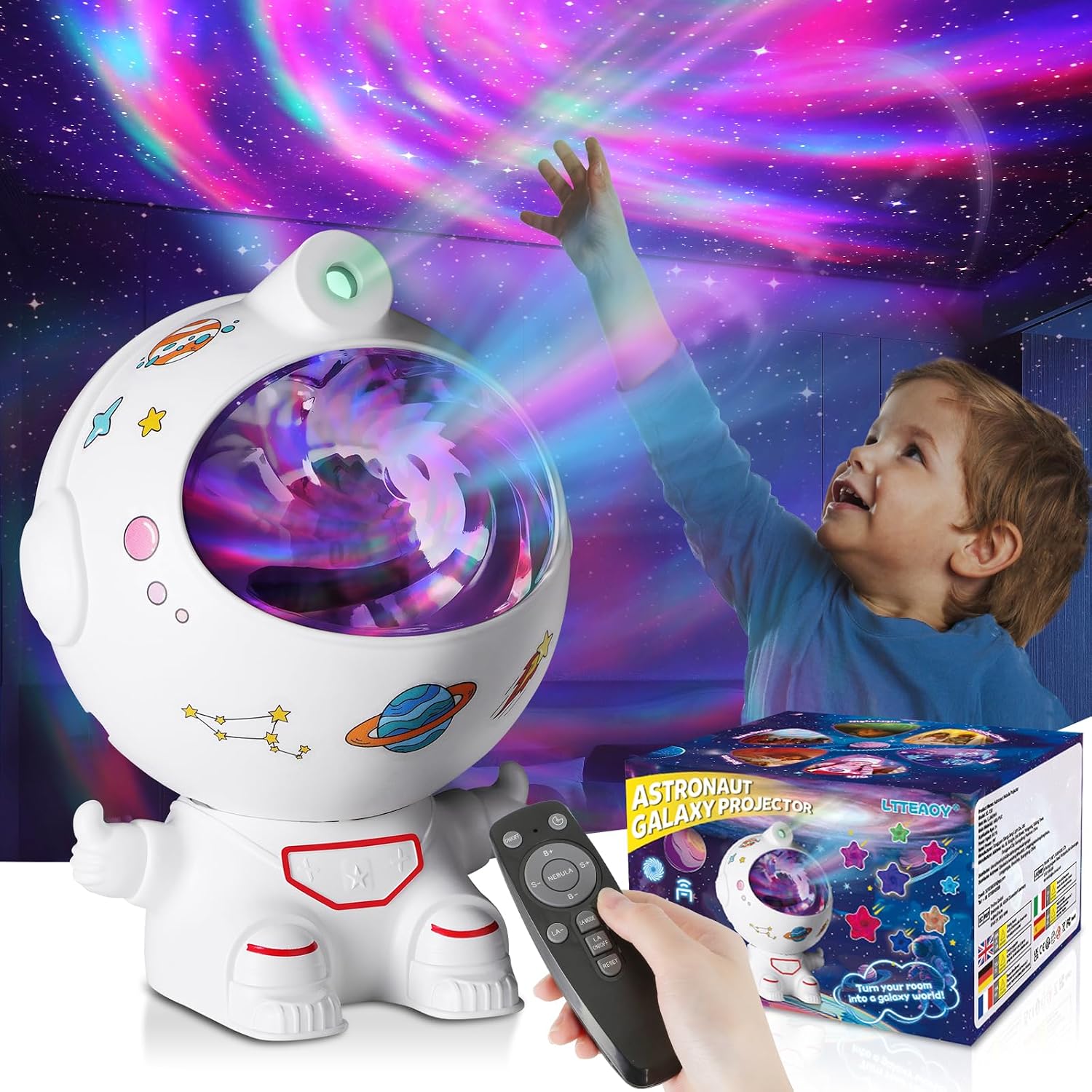 Sensorische Lampe Für Autistische Kinder, Astronauten-galaxie-nachtlichtprojektor Fürs Schlafzimmer, Einstellbare Und Programmierbare Helligkeit, Einschlafhilfe Für Menschen Mit Adhs, Geburtstagsgesch