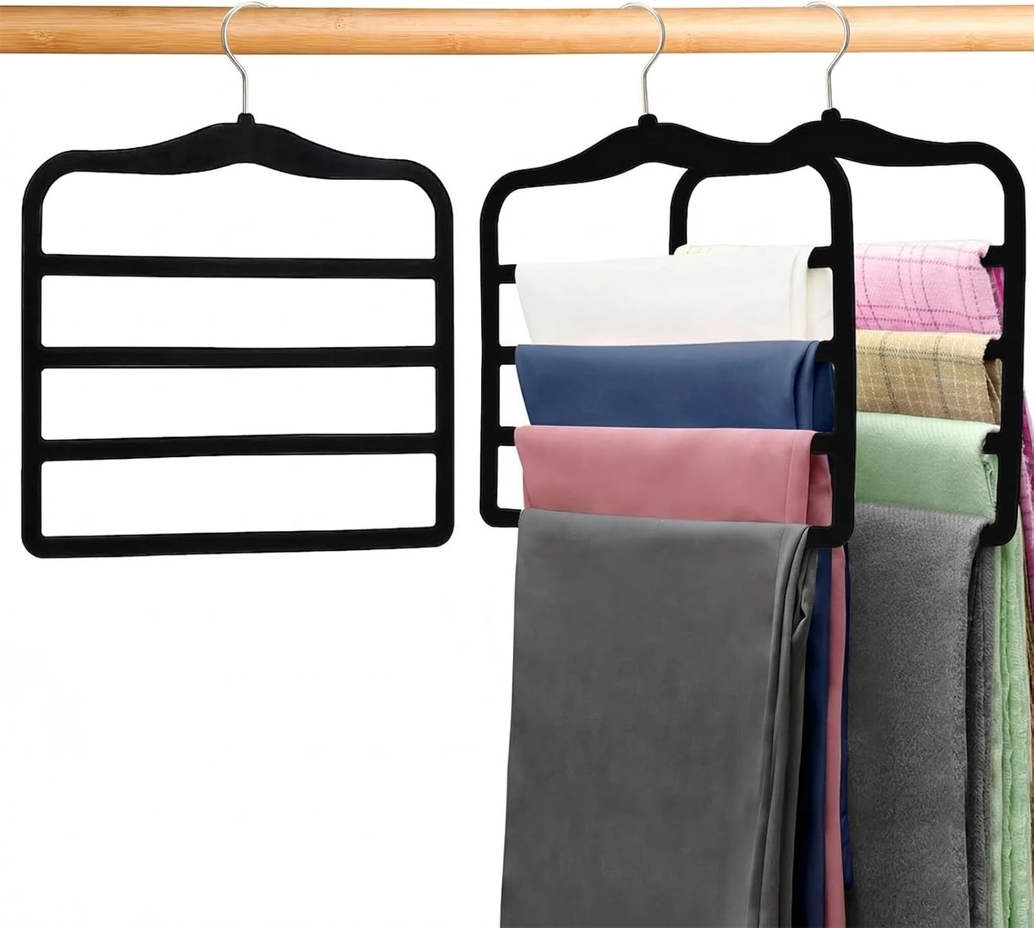 Set Mit 2 Samt-hosenbügeln – Mehrlagige, Rutschfeste Und Platzsparende Kleiderschrank-organizer Für Jeans, Hosen Und Schals – Die Ideale Aufbewahrungslösung Für Kleine Studentenzimmer