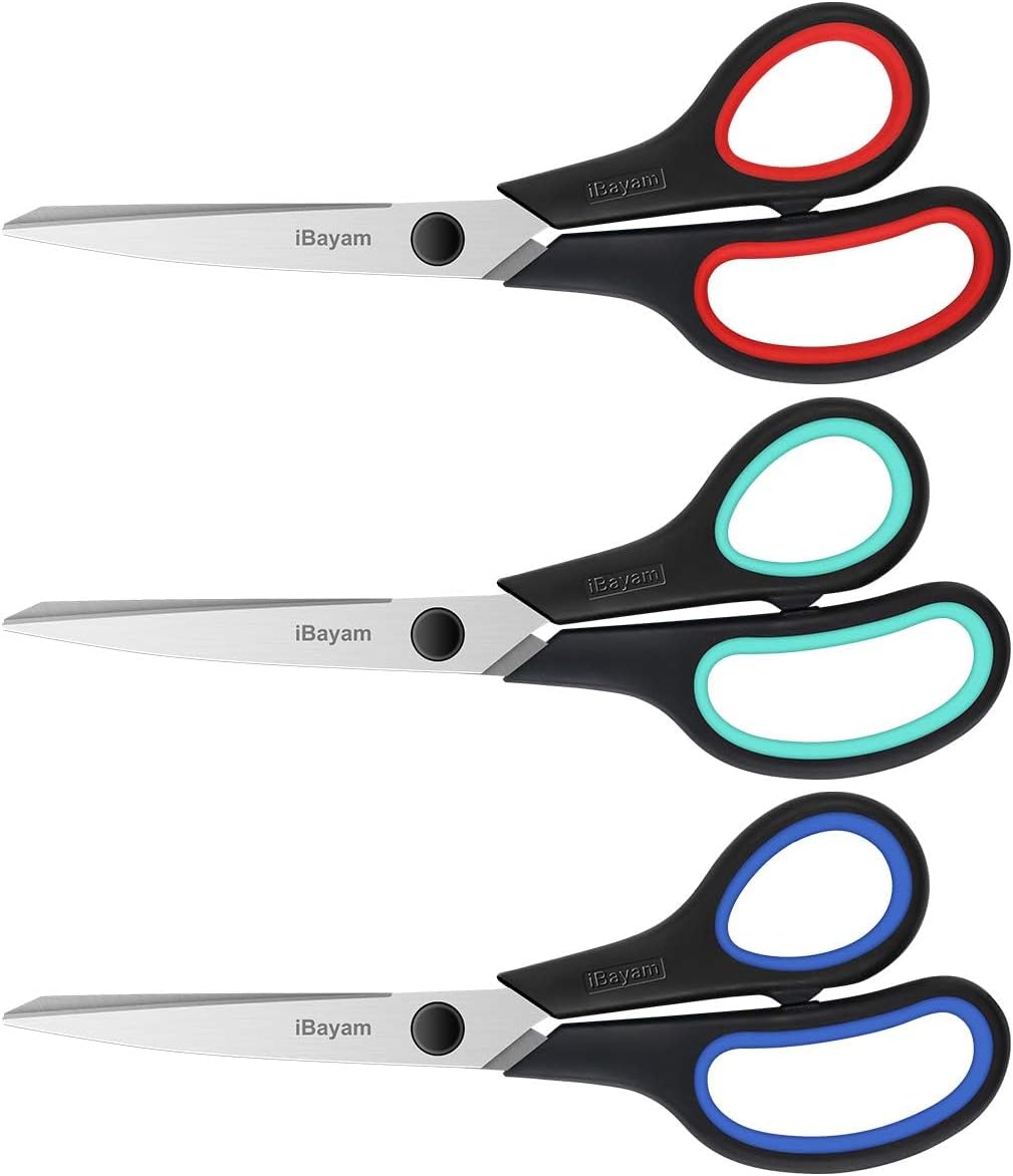 Robuste 8,5-zoll-universalschere Für Büro, Schule, Bastelarbeiten Und Nähen 3er-pack, Ultrascharfe 2,5-mm-edelstahlklingen, Ergonomische Griffe, Für Links- Und Rechtshänder – Unverzichtbar Für Büro U