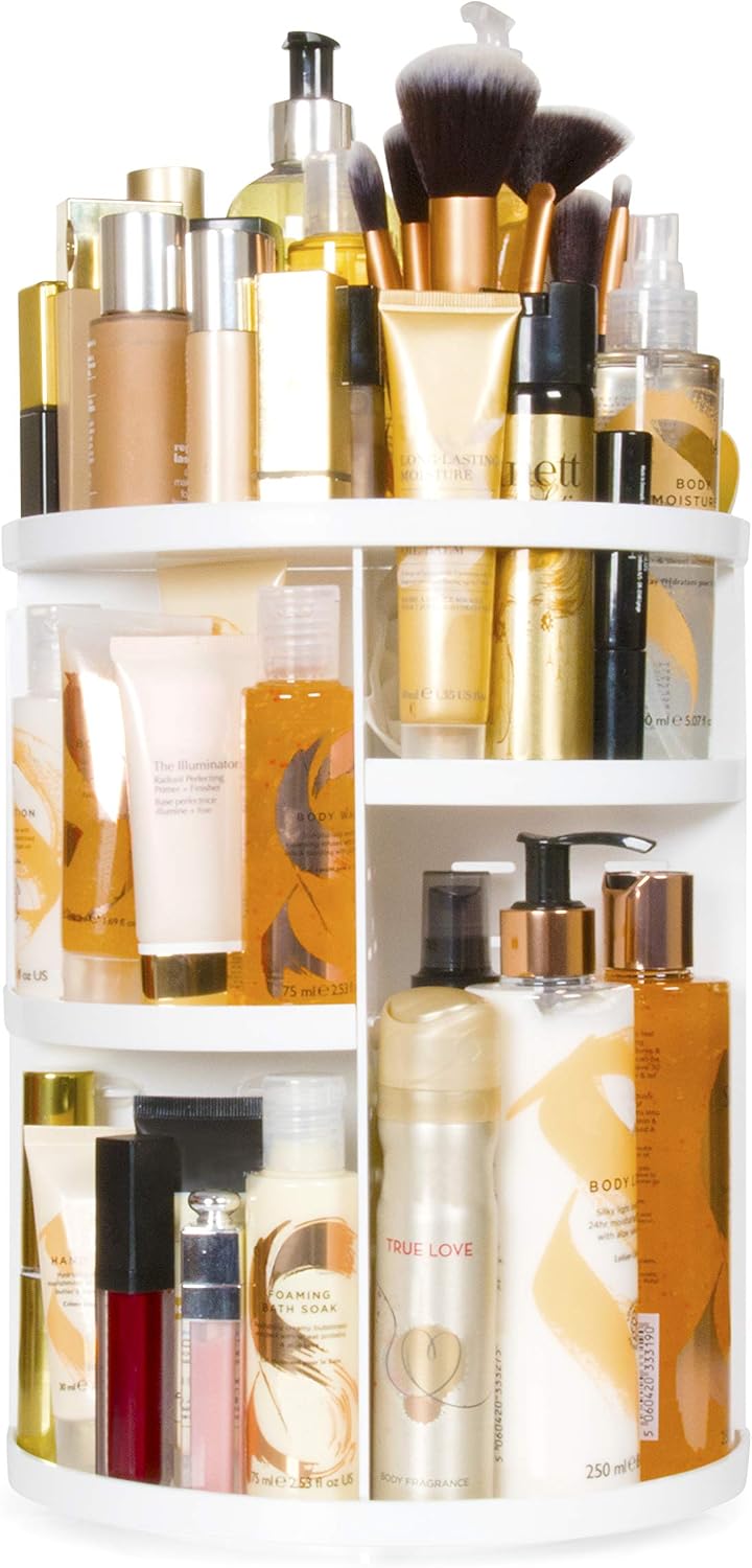 360° Drehbarer Organizer Für Make-up, Kosmetik Und Pinsel Verstellbares Aufbewahrungskarussell Für Hautpflegeprodukte, Werkzeuge Und Beauty-accessoires Platzsparend Für Schminktisch Oder Badezimmer