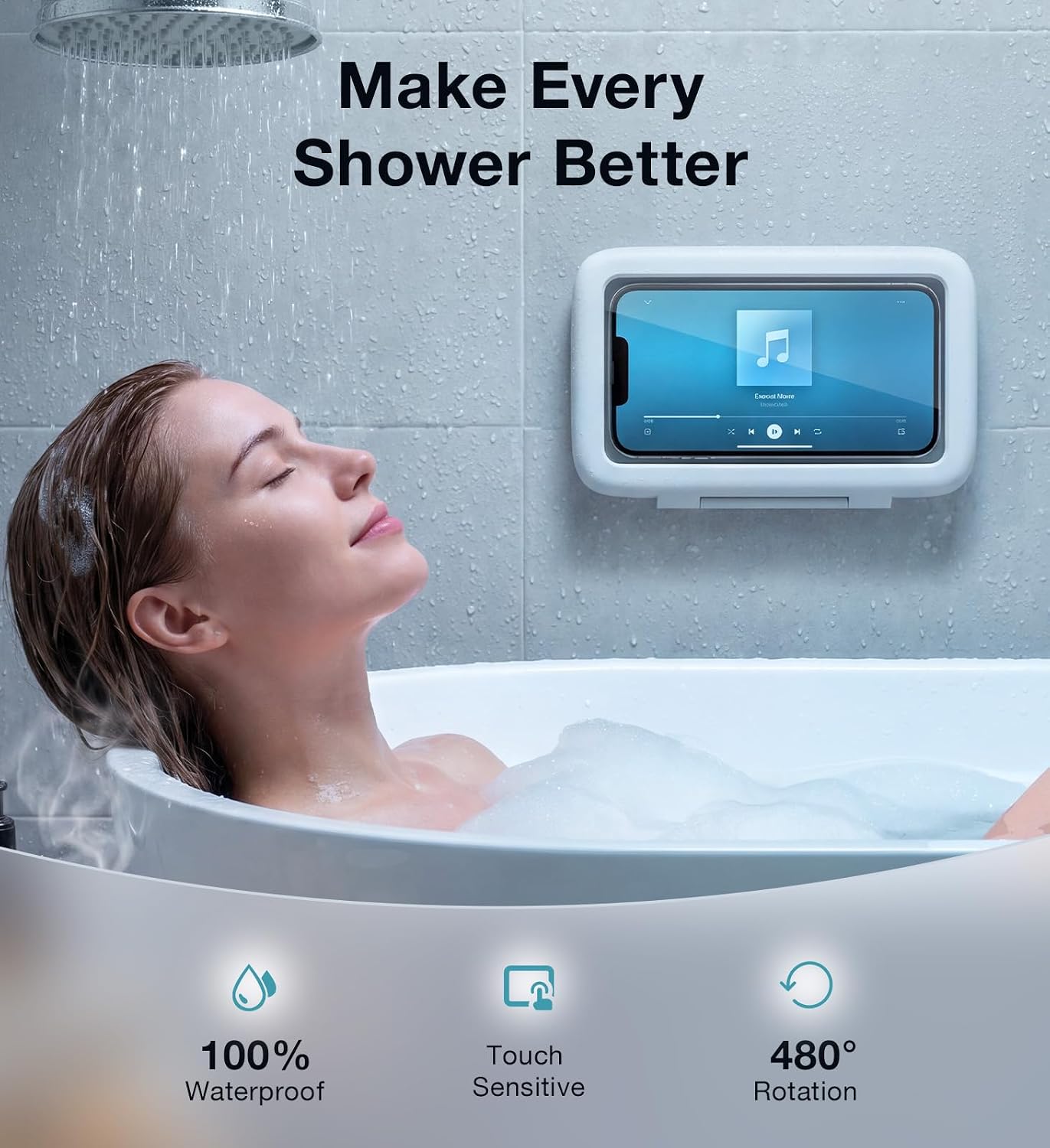 Wasserdichte Dusch-handyhalterung, Um 480° Drehbare Und Verstellbare Badezimmer-wandhalterung, Hochempfindliche, Beschlagfreie Iphone-hülle, Badezimmerzubehör Für 4-7 Zoll Mobiltelefone