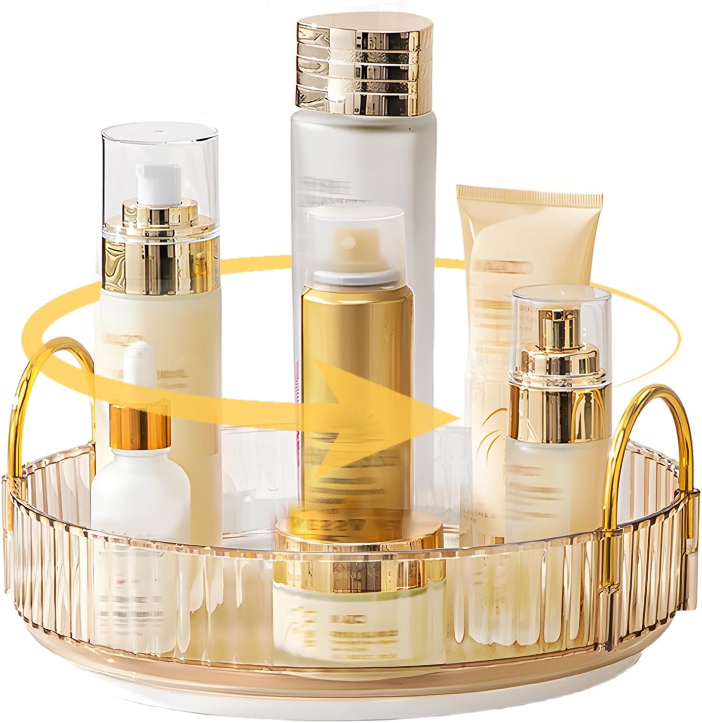 360° Drehbarer Kosmetikorganizer, Kosmetikhalter Mit Großem Fassungsvermögen Für Lippenstift, Nagelpflege, Hautpflege, Parfums, Idealer Schreibtisch-organizer Für Schminktisch Und Küche (gold)