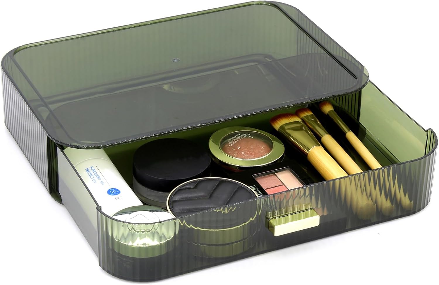 Stapelbare Schminkschublade, Kosmetik-organizer, Grün Spart Platz Auf Der Ablagefläche, Ideal Für Lippenstifte Und Kosmetikartikel. Perfekt, Um Badezimmer Und Schminkbereich Ordentlich Zu Halten.