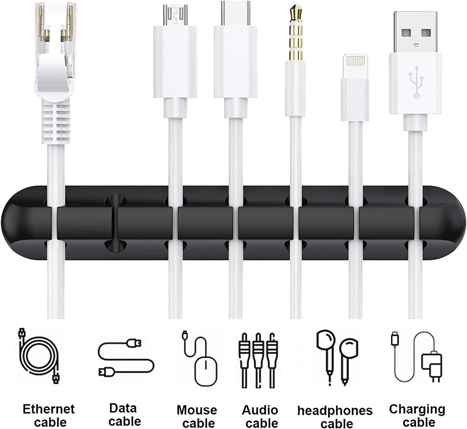 Kabelclips, 3er-pack, Kabelorganisatoren, Silikon-klebeclips Für Usb-ladekabel, Maus, Pc, Büro, Zuhause (753 Steckplätze, Schwarz)