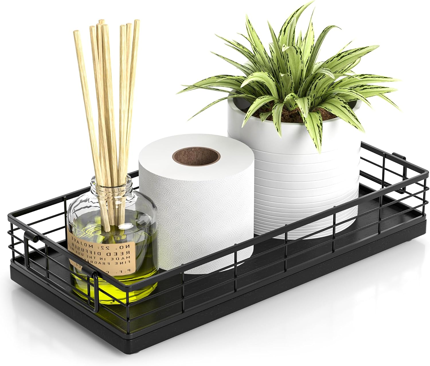 Toilettenpapierkorb, 33 Cm Großer Spülkastenkorb Mit Griffen, Schwarz Badezimmerkorb, Wc-rückwandkorb, Spülkastenablage, Wc-organizer Zur Aufbewahrung Von Toilettenpapier, Hygieneartikeln Und Anderen
