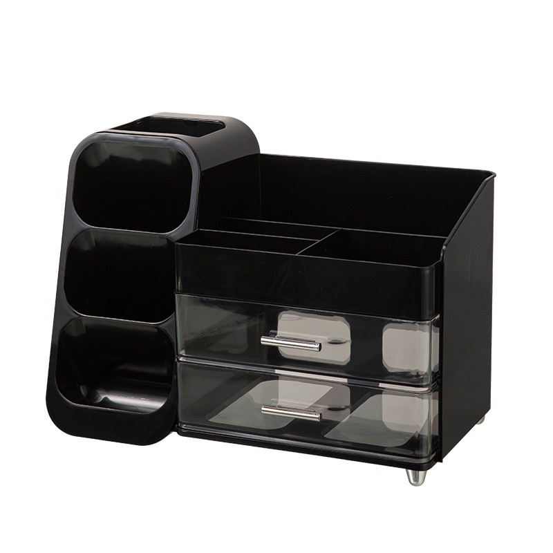 Kosmetik-organizer Für Herren Mit Pinselhalter, Groß, Aus Kunststoff, Für Badezimmer Oder Waschtisch. Ideal Als Vatertagsgeschenk. Schwarz.