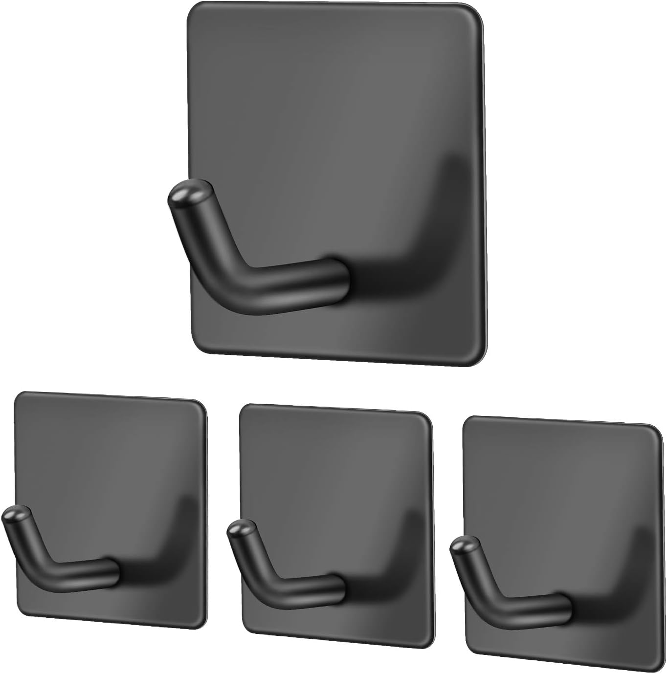 Selbstklebende Haken, Edelstahlhaken, 4er-pack (schwarz)