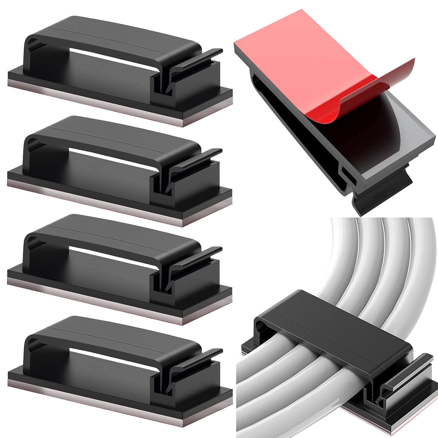 Packung Mit 10 Kabelclips, Selbstklebende Kabelmanagement-clips, Kabelorganisatoren, Kabelclips Für Zuhause, Büro, Auto, Nachttisch, Schreibtischzubehör (schwarz)