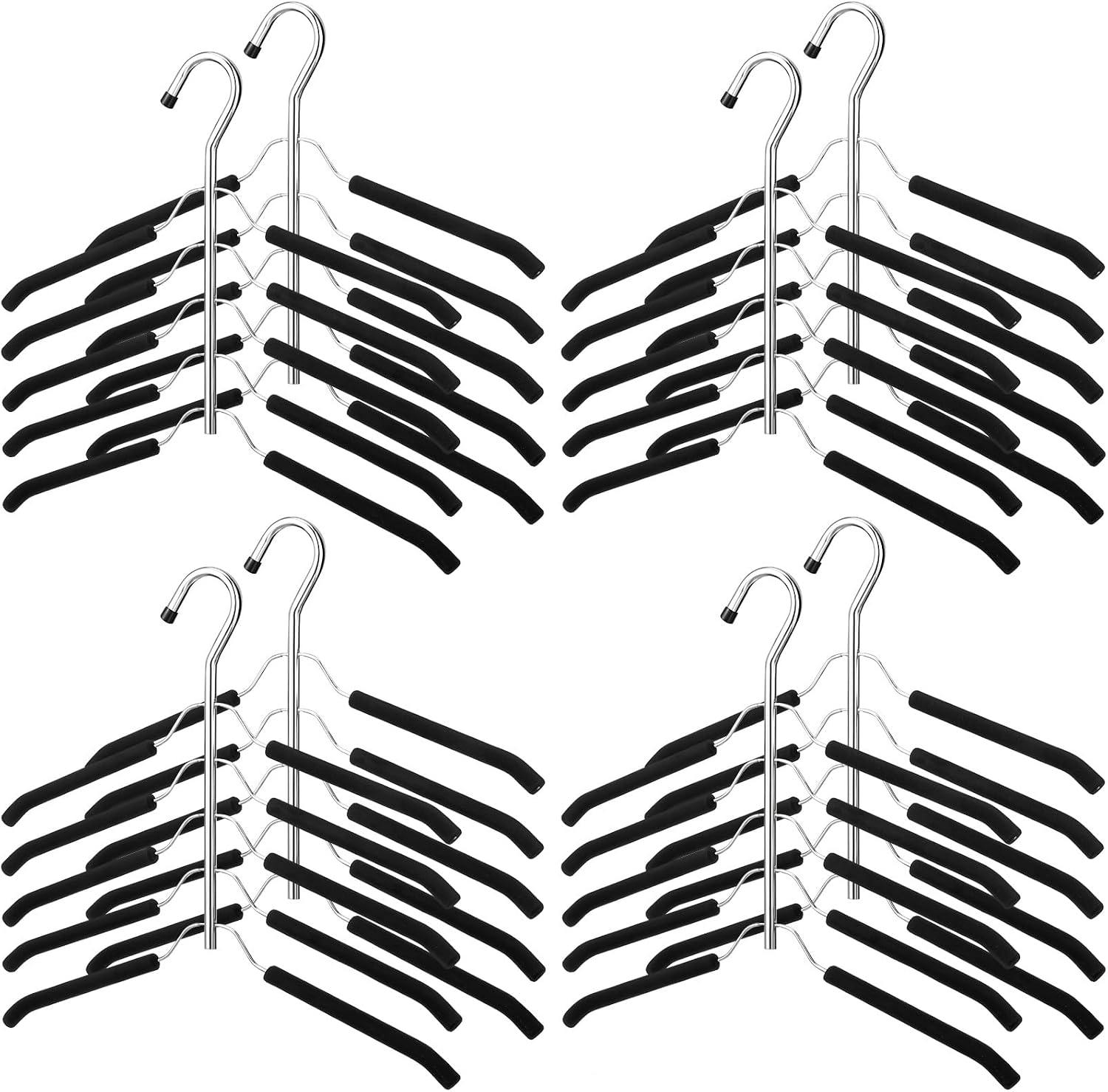 Set Mit 8 Platzsparenden 5-in-1-mehrschicht-metallkleiderbügeln Aus Robustem Edelstahl Mit Rutschfester Oberfläche Für Pullover Und Hemden, Kleiderschrank-aufbewahrungsorganizer (schwarz, Stil 1)