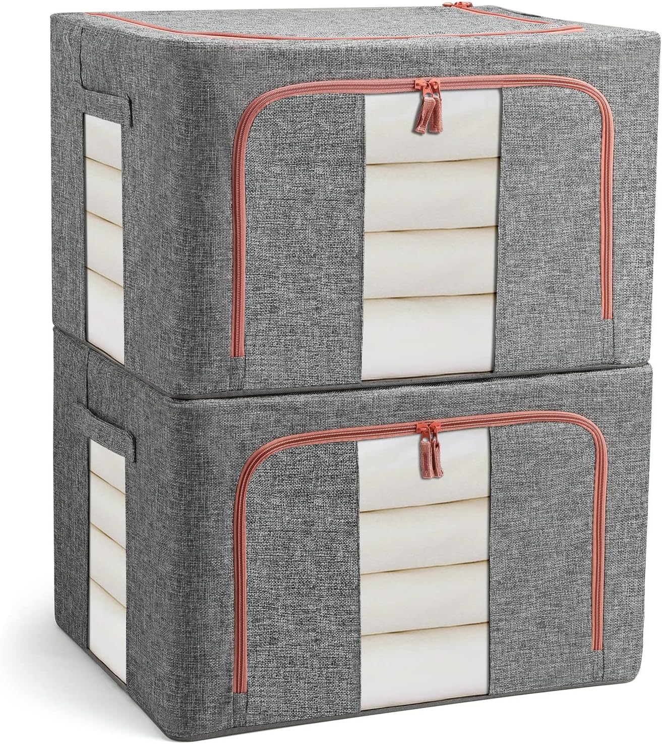 Kleiderschrank-organizer Und Aufbewahrung, Faltbare Oxford-stoffbox Mit Stahlrahmen, 2er-set, Transparentes Fenster Und Tragegriffe, Wasserdicht, Bietet Platz Für Kleidung, Bettwäsche, Decken, Großes