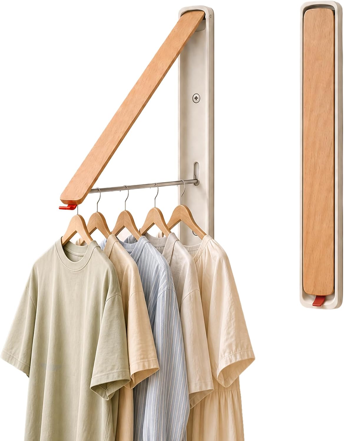Wandmontierter, Klappbarer Kleiderständer, Ausziehbarer Aluminiumkleiderbügel, Schrankorganizer Und Platzsparender Wäschetrockner (weiß)
