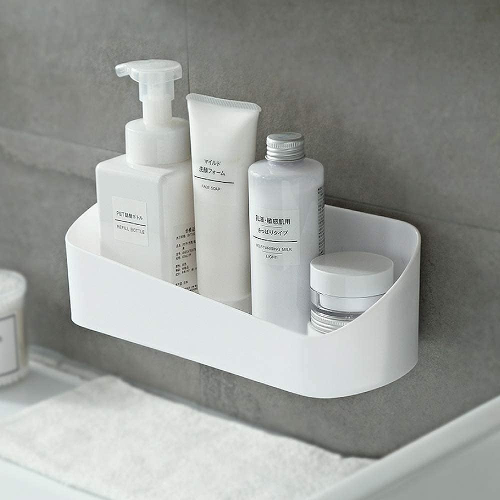 Selbstklebendes Duschregal Zur Wandmontage Fürs Badezimmer, Bohrfreie Aufbewahrung, Halter Für Shampoo Und Gewürze, 2 Transparente Klebestreifen Inklusive, Weiß.