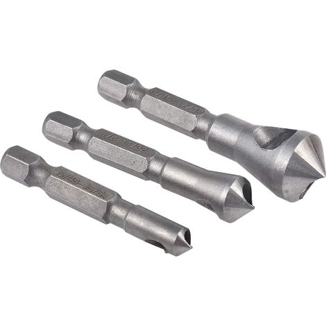 Senk- Und Entgratungswerkzeug-set, 3-teilig, 90-grad-körnerwerkzeug-sets Für Senker-fasen-metall-holzbearbeitungsbohrer Mit 1/4-zoll-sechskantschaft