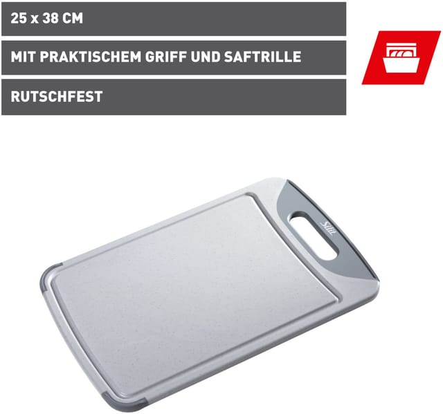 Schneidbrett antibakteriell mit Griff und Saftrille 38 x 25 cm