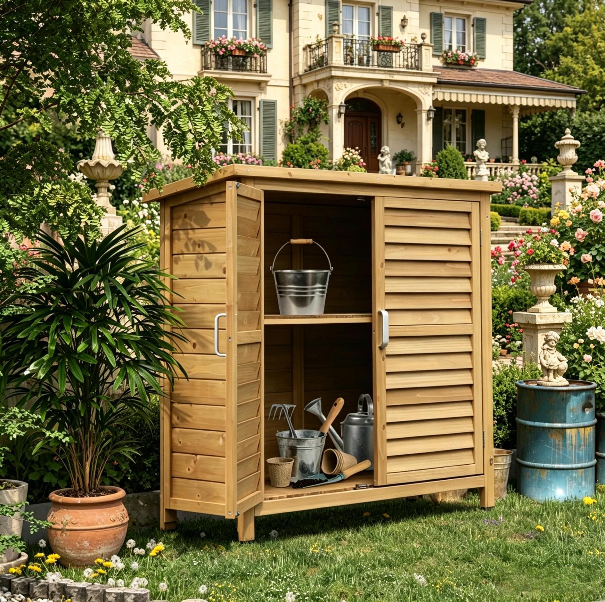 Outdoor-aufbewahrungsschrank 87x46,5x96,5 Cm Aus Gelbem Tannenholz Für Den Garten – Meubliv