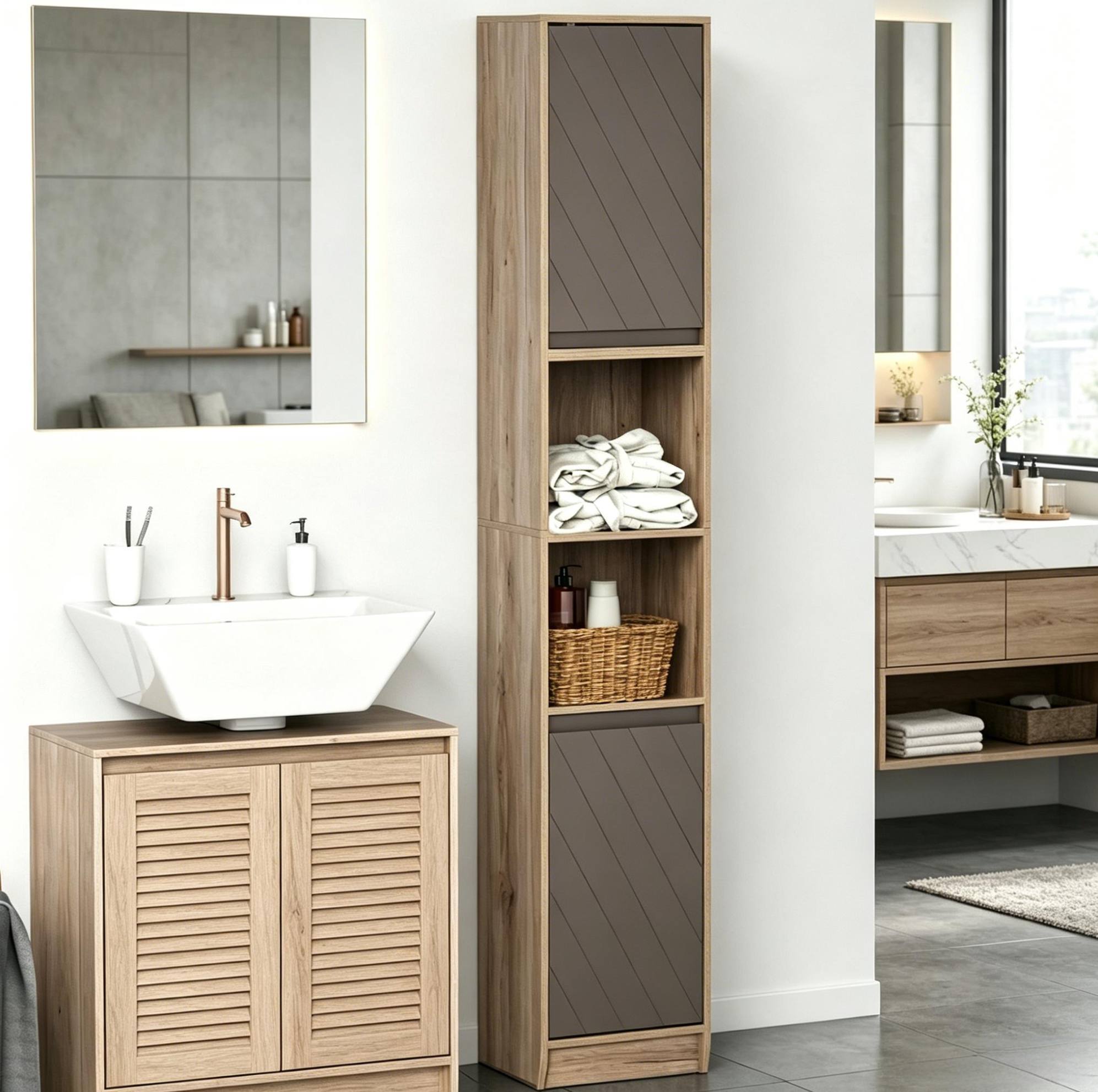 Badezimmerschrank 30x24x170 Cm Aus Mdf Und Spanplatte, Platzsparend – Meubliv
