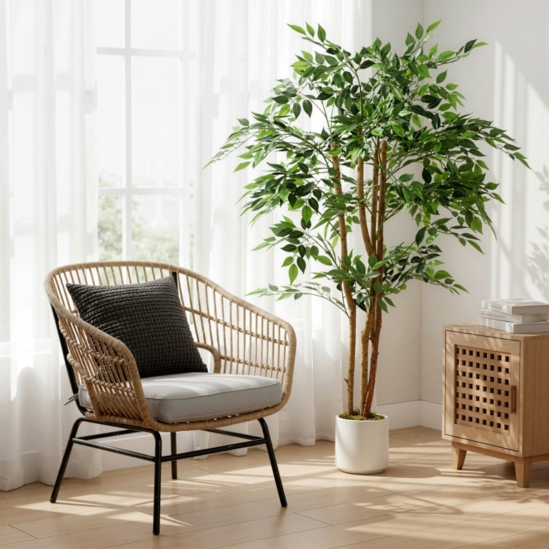Künstlicher Banyanbaum 65x65x150 Cm Aus Polyethylen, Holzstamm Fürs Wohnzimmer – Meubliv