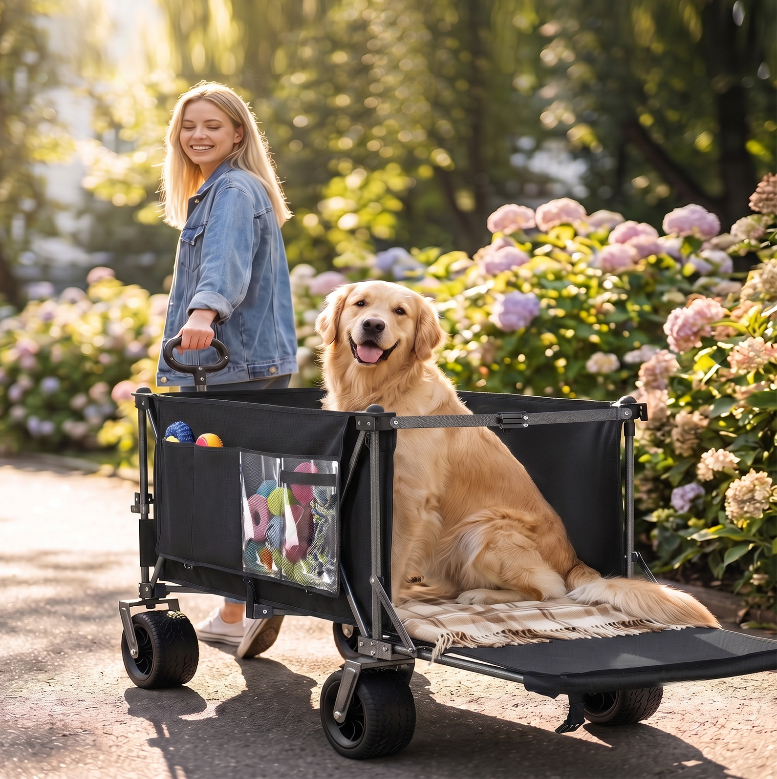 Faltbarer Gartenwagen 180x66x115,5 Cm Aus Stahl In Schwarz Und Grau – Meubliv