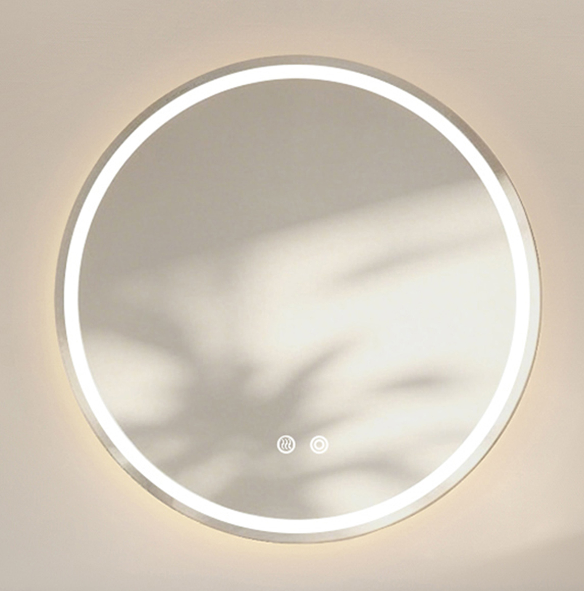 Runder Badezimmerspiegel 80x80 Cm Aus Silberglas, Dimmbares Licht, Antibeschlag