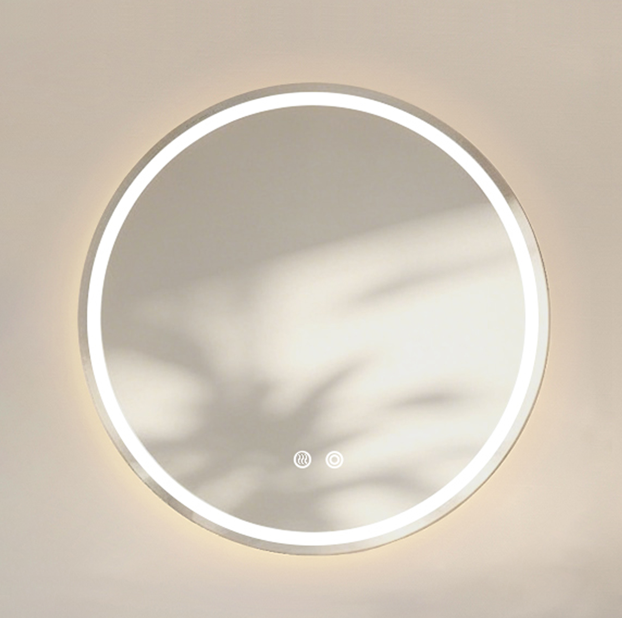 Runder Badezimmerspiegel 60x60 Cm Aus Versilbertem Glas Mit Led & Antibeschlag – Meubliv