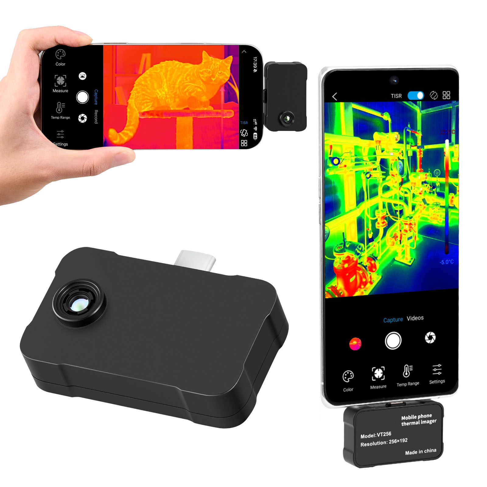 Mophorn Wärmebildkamera Für Ios & Android, 512x384 Und 256x192 Ir-auflösung, Thermobildkamera Mit Usb-c, 25hz Infrarotkamera Mit 6 Farbpaletten Für -20°c Bis 550°c Inspektionen