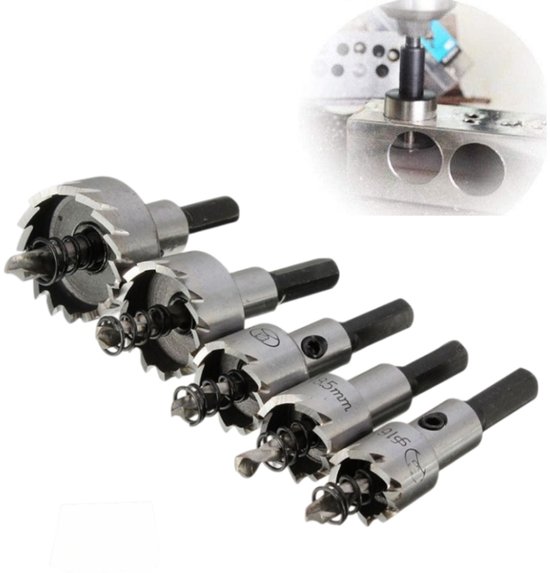 5-teiliges Lochschrauben-set, Hochwertiger Stahl, Lochsäge, Bohrer, Blechlochsäge (16+18,5+20+25+30 Mm), Zum Bohren In Metall Und Holz