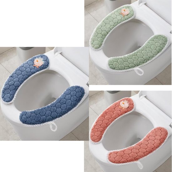 3 Paar Weiche, Warme, Dick Gepolsterte Toilettensitzauflagen, Rutschfeste, Weiche Toilettensitzkissen, Waschbare Badezimmerheizung Mit Selbstklebendem Klebeband