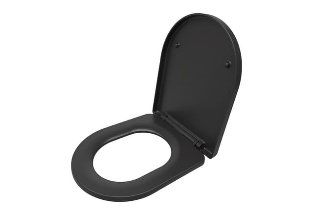Relaxdays Toilettendeckel mit Absenkautomatik, Quick Release, 36 x 42 cm, Duroplast, Montage von oben, D-Form, anthrazit