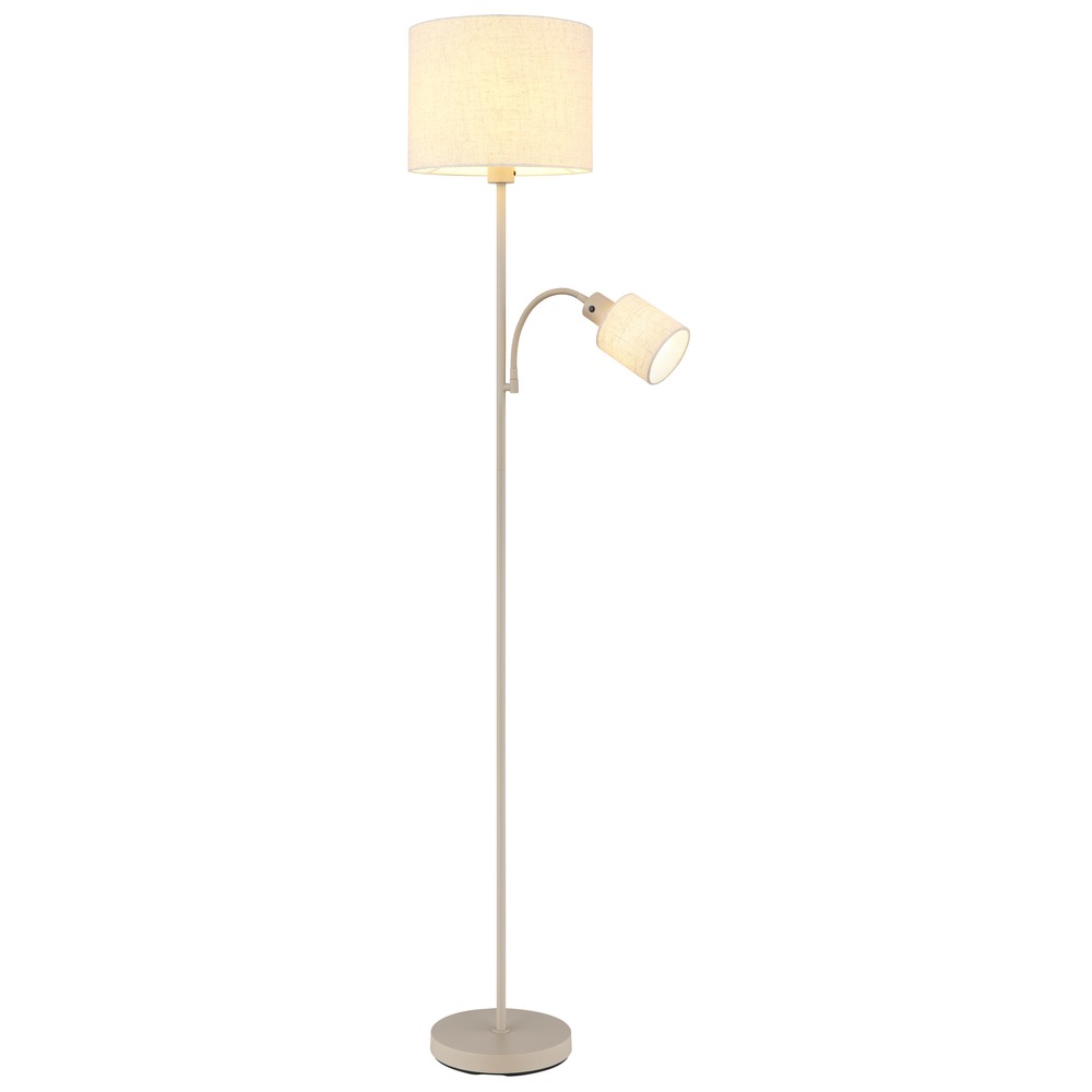 Stehleuchte Stehlampe Textil Wohnzimmerlampe Lesearm Verstellbar Beige H 165 Cm