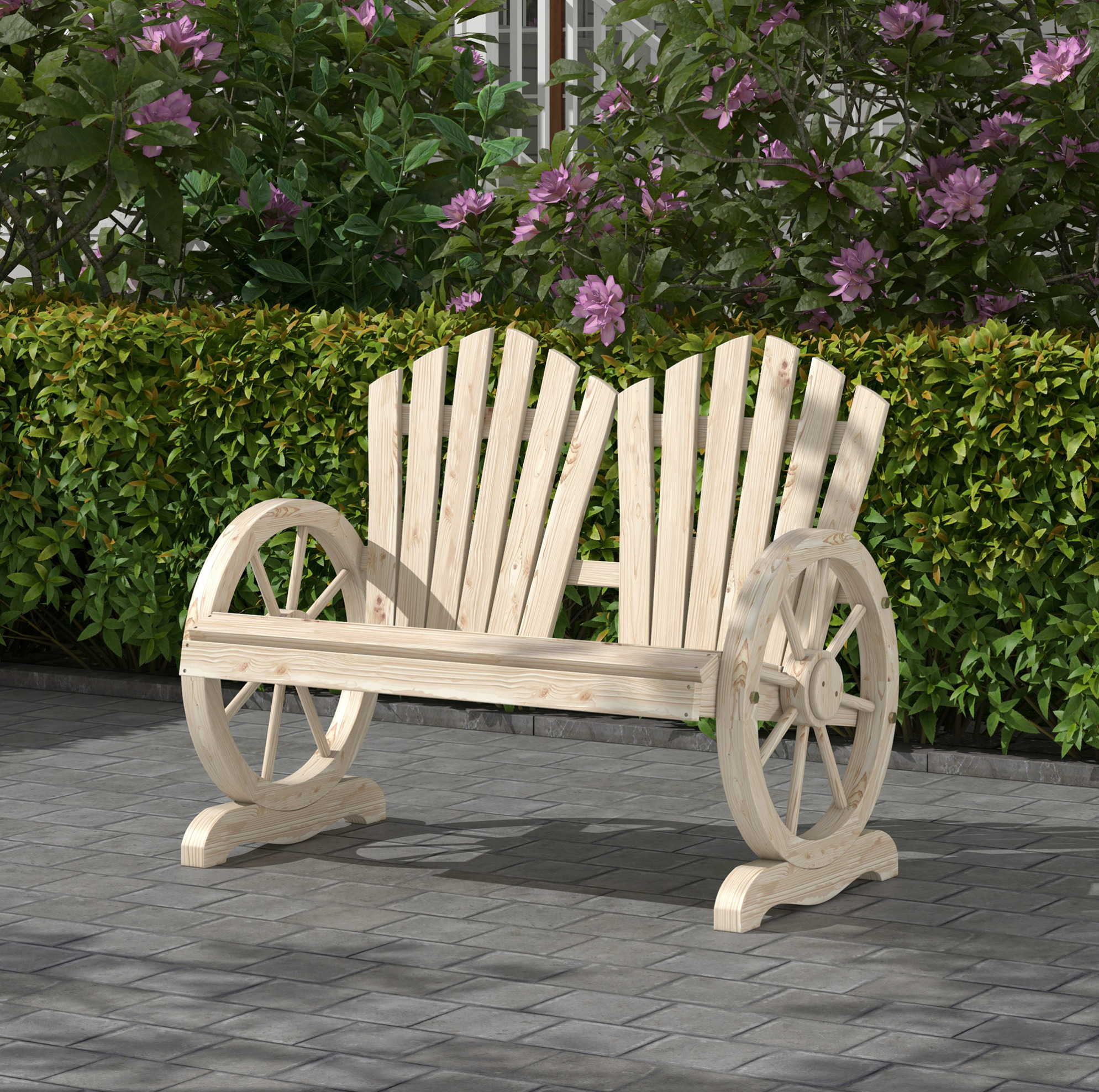 2-sitzer-gartenbank Mit Armlehnen, Naturbelassenes Holz 108 X 66 X 95 Cm Havrya